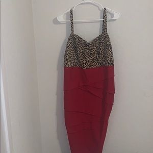 Torrid Leopard & Red Body-Con Mini Dress
